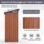 Costway Casetta da giardino con design a tetto inclinato venti d'aria, Capanno da esterno 150x90,5x185cm Naturale - immagine 7
