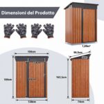 Costway Casetta da giardino con design a tetto inclinato venti d'aria, Capanno da esterno 150x90,5x185cm Naturale - immagine 3