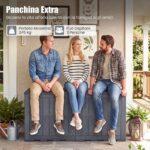 Costway Cassapanca contenitore con coperchio e foro della serratura, Contenitore da esterno in pp resistente alle intemperie Grigio - immagine 7