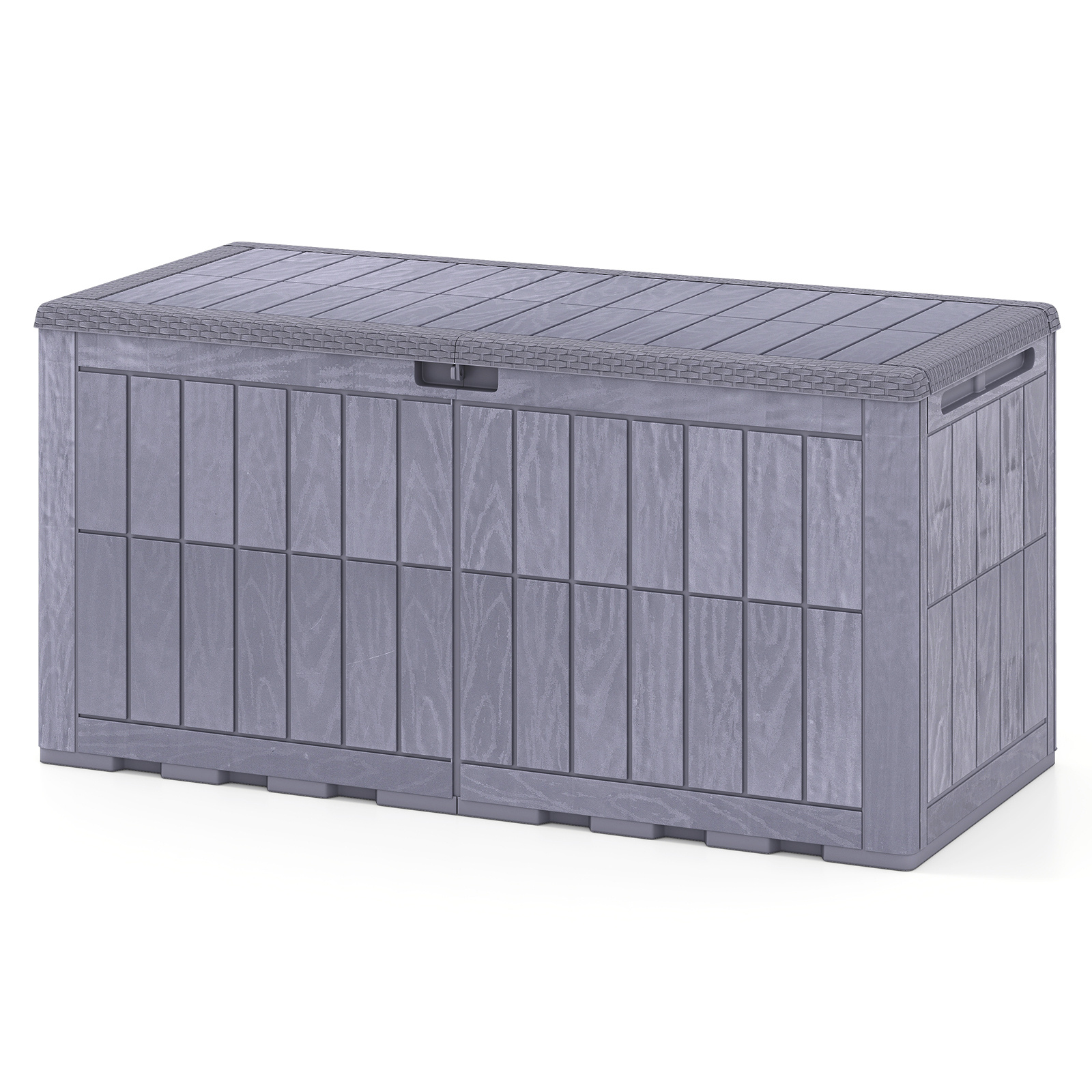 Cassapanca-contenitore-con-coperchio-e-foro-della-serratura-mediaId105134247-1782122245.jpg Costway Cassapanca contenitore con coperchio e foro della serratura, Contenitore da esterno in pp resistente alle intemperie Grigio chiaro - immagine 1