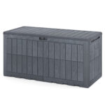 Costway Cassapanca contenitore con coperchio e foro della serratura, Contenitore da esterno in pp resistente alle intemperie Grigio