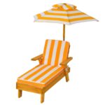 Costway Chaise longue da esterno con parasole rimovibile per bambini, Sedia portatile di legno per esterno 2 Pezzi - immagine 6