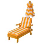 Costway Chaise longue da esterno con parasole rimovibile per bambini, Sedia portatile di legno per esterno 2 Pezzi - immagine 7