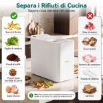 Costway Compostiera elettrica da cucina 3 L asciugatura macinatura raffreddamento, Bidone per rifiuti organici con timer filtro e finestra visibile - immagine 6