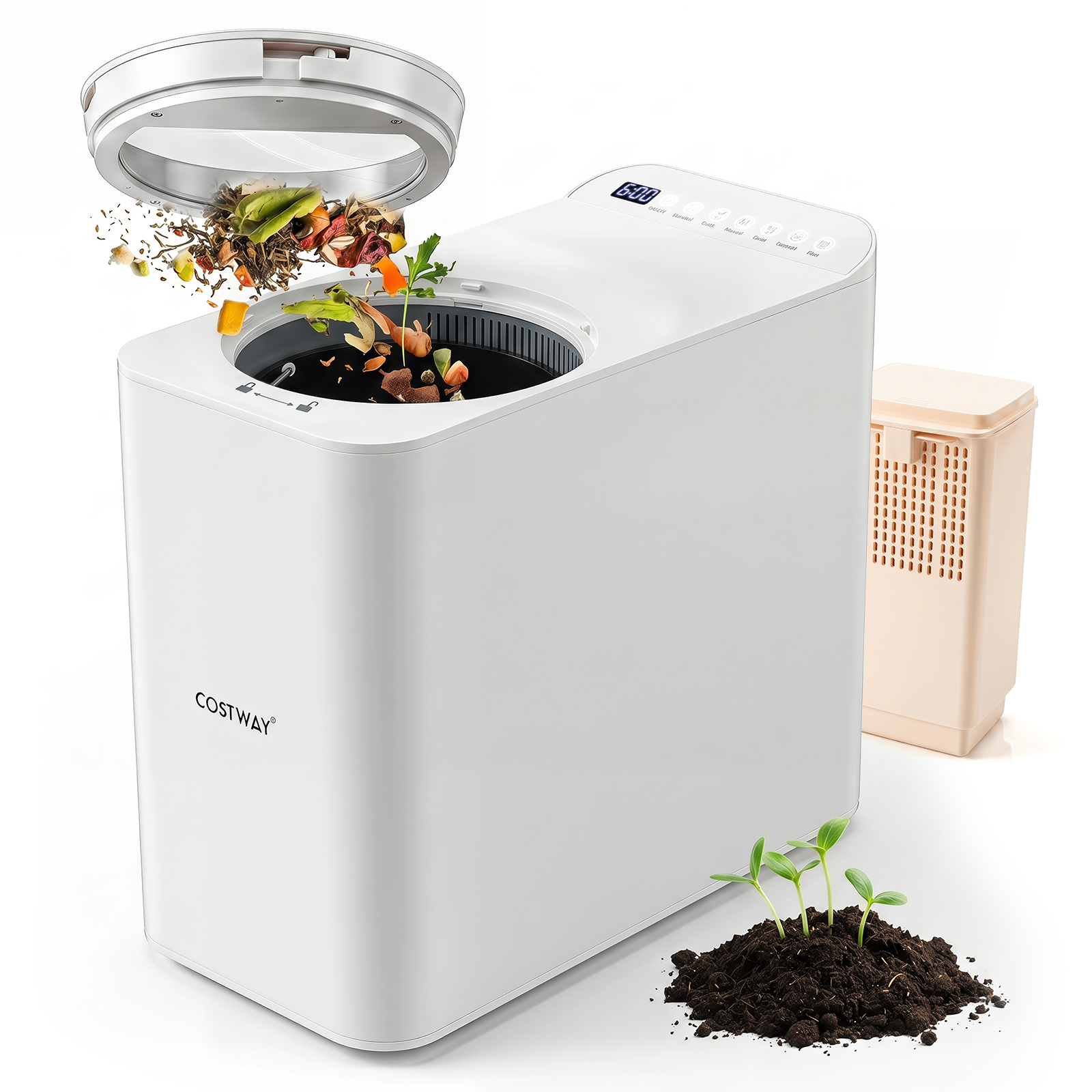 Compostiera-elettrica-da-cucina-3-L-asciugatura-macinatura-raffreddamento-mediaId105122219-1781146034.jpg Costway Compostiera elettrica da cucina 3 L asciugatura macinatura raffreddamento, Bidone per rifiuti organici con timer filtro e finestra visibile - immagine 1