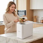 Costway Compostiera elettrica da cucina 3 L asciugatura macinatura raffreddamento, Bidone per rifiuti organici con timer filtro e finestra visibile - immagine 2