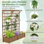 Costway Contenitore per piante in legno con traliccio e fori di drenaggio, Letto da giardino elevato per piante rampicanti e fiori 180 cm Marrone - immagine 6