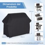 Costway Copertura per barbecue da esterno tessuto oxford impermeabile e maniglie,Telo copri barbecue anti pioggia polvere sole neve Nero - immagine 7