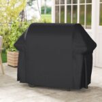 Costway Copertura per barbecue da esterno tessuto oxford impermeabile e maniglie,Telo copri barbecue anti pioggia polvere sole neve Nero - immagine 2