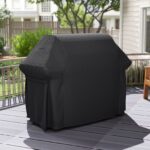 Costway Copertura per barbecue da esterno tessuto oxford impermeabile e maniglie,Telo copri barbecue anti pioggia polvere sole neve Nero - immagine 4