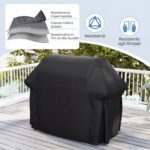 Costway Copertura per barbecue da esterno tessuto oxford impermeabile e maniglie,Telo copri barbecue anti pioggia polvere sole neve Nero - immagine 9