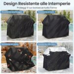 Costway Copertura per barbecue da esterno tessuto oxford impermeabile e maniglie,Telo copri barbecue anti pioggia polvere sole neve Nero - immagine 8