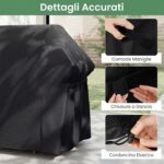 Costway Copertura per barbecue da esterno tessuto oxford impermeabile e maniglie,Telo copri barbecue anti pioggia polvere sole Nero - immagine 9