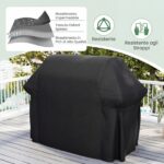Costway Copertura per barbecue da esterno tessuto oxford impermeabile e maniglie,Telo copri barbecue anti pioggia polvere sole Nero - immagine 8