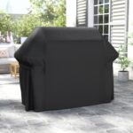 Costway Copertura per barbecue da esterno tessuto oxford impermeabile e maniglie,Telo copri barbecue anti pioggia polvere sole Nero - immagine 4