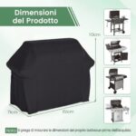 Costway Copertura per barbecue da esterno tessuto oxford impermeabile e maniglie,Telo copri barbecue anti pioggia polvere sole Nero - immagine 6