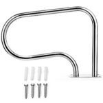 Costway Corrimano per piscina in acciaio inox con piastra di base, Corrimano ideale per spa stadio 2 pezzi Argento