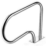 Costway Corrimano per piscina in acciaio inox con piastra di base, Corrimano ideale per spa stadio 2 pezzi Argento - immagine 4