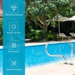 Costway Corrimano per piscina in acciaio inox con piastra di base, Corrimano ideale per spa stadio 2 pezzi Argento - immagine 6