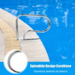 Costway Corrimano per piscina in acciaio inox con piastra di base, Corrimano ideale per spa stadio 2 pezzi Argento - immagine 7