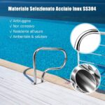 Costway Corrimano per piscina in acciaio inox con piastra di base, Corrimano ideale per spa stadio 2 pezzi Argento - immagine 8