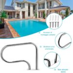 Costway Corrimano per piscina in acciaio inox con piastra di base, Corrimano ideale per spa stadio 2 pezzi Argento - immagine 9
