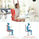 Costway Cuscino per sedia alta materiale in poliestere traspirante, Cuscini per sedia da patio con cinturini antiscivolo Rosso - immagine 10