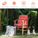 Costway Cuscino per sedia alta materiale in poliestere traspirante, Cuscini per sedia da patio con cinturini antiscivolo Rosso - immagine 11