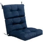 Costway Cuscino per sedia alta materiale in poliestere traspirante, Cuscini per sedia da patio con cinturini antiscivolo Blu scuro
