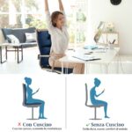 Costway Cuscino per sedia alta materiale in poliestere traspirante, Cuscini per sedia da patio con cinturini antiscivolo Blu scuro - immagine 10