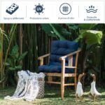 Costway Cuscino per sedia alta materiale in poliestere traspirante, Cuscini per sedia da patio con cinturini antiscivolo Blu scuro - immagine 11