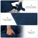 Costway Cuscino per sedia alta materiale in poliestere traspirante, Cuscini per sedia da patio con cinturini antiscivolo Blu scuro - immagine 8