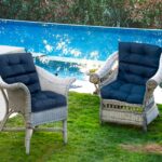 Costway Cuscino per sedia alta materiale in poliestere traspirante, Cuscini per sedia da patio con cinturini antiscivolo Blu scuro - immagine 4
