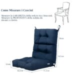 Costway Cuscino per sedia alta materiale in poliestere traspirante, Cuscini per sedia da patio con cinturini antiscivolo Blu scuro - immagine 7