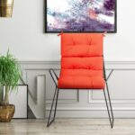 Costway Cuscino per sedia alta materiale in poliestere traspirante, Cuscini per sedia da patio con cinturini antiscivolo Arancione - immagine 3
