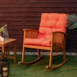 Costway Cuscino per sedia alta materiale in poliestere traspirante, Cuscini per sedia da patio con cinturini antiscivolo Arancione - immagine 2