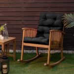 Costway Cuscino per sedia alta materiale in poliestere traspirante, Cuscini per sedia da patio con cinturini antiscivolo Nero - immagine 2