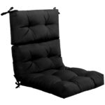 Costway Cuscino per sedia alta materiale in poliestere traspirante, Cuscini per sedia da patio con cinturini antiscivolo Nero