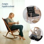 Costway Cuscino per sedia alta materiale in poliestere traspirante, Cuscini per sedia da patio con cinturini antiscivolo Nero - immagine 9