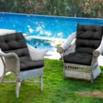 Costway Cuscino per sedia alta materiale in poliestere traspirante, Cuscini per sedia da patio con cinturini antiscivolo Nero - immagine 4