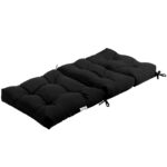 Costway Cuscino per sedia alta materiale in poliestere traspirante, Cuscini per sedia da patio con cinturini antiscivolo Nero - immagine 6