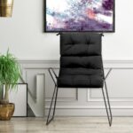 Costway Cuscino per sedia alta materiale in poliestere traspirante, Cuscini per sedia da patio con cinturini antiscivolo Nero - immagine 3