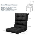 Costway Cuscino per sedia alta materiale in poliestere traspirante, Cuscini per sedia da patio con cinturini antiscivolo Nero - immagine 7