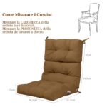 Costway Cuscino per sedia alta materiale in poliestere traspirante, Cuscini per sedia da patio con cinturini antiscivolo Marrone - immagine 7