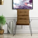 Costway Cuscino per sedia alta materiale in poliestere traspirante, Cuscini per sedia da patio con cinturini antiscivolo Marrone - immagine 3