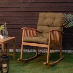Costway Cuscino per sedia alta materiale in poliestere traspirante, Cuscini per sedia da patio con cinturini antiscivolo Marrone - immagine 2