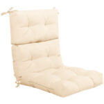 Costway Cuscino per sedia alta materiale in poliestere traspirante, Cuscini per sedia da patio con cinturini antiscivolo Beige
