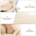 Costway Cuscino per sedia alta materiale in poliestere traspirante, Cuscini per sedia da patio con cinturini antiscivolo Beige - immagine 8
