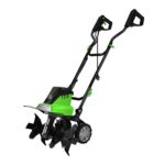 Costway Dissodatore elettrico e coltivatore, Mini coltivatore con maniglia pieghevole e ruote regolabili Verde - immagine 4