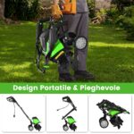 Costway Dissodatore elettrico e coltivatore, Mini coltivatore con maniglia pieghevole e ruote regolabili Verde - immagine 8